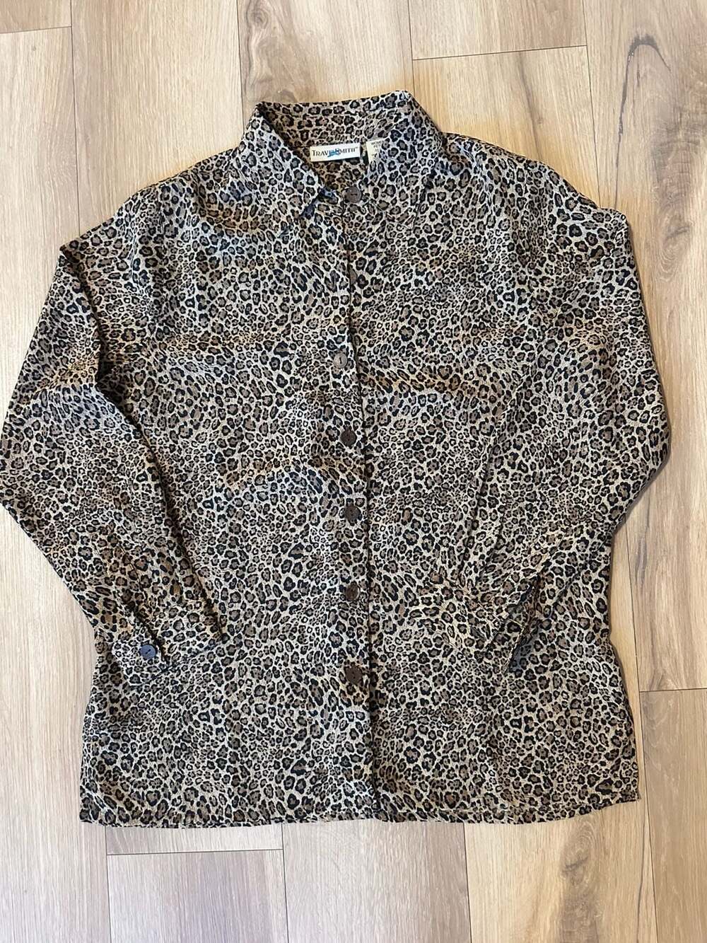 TravelSmith Petite Small Leopard Print Blouse Animal Print Top